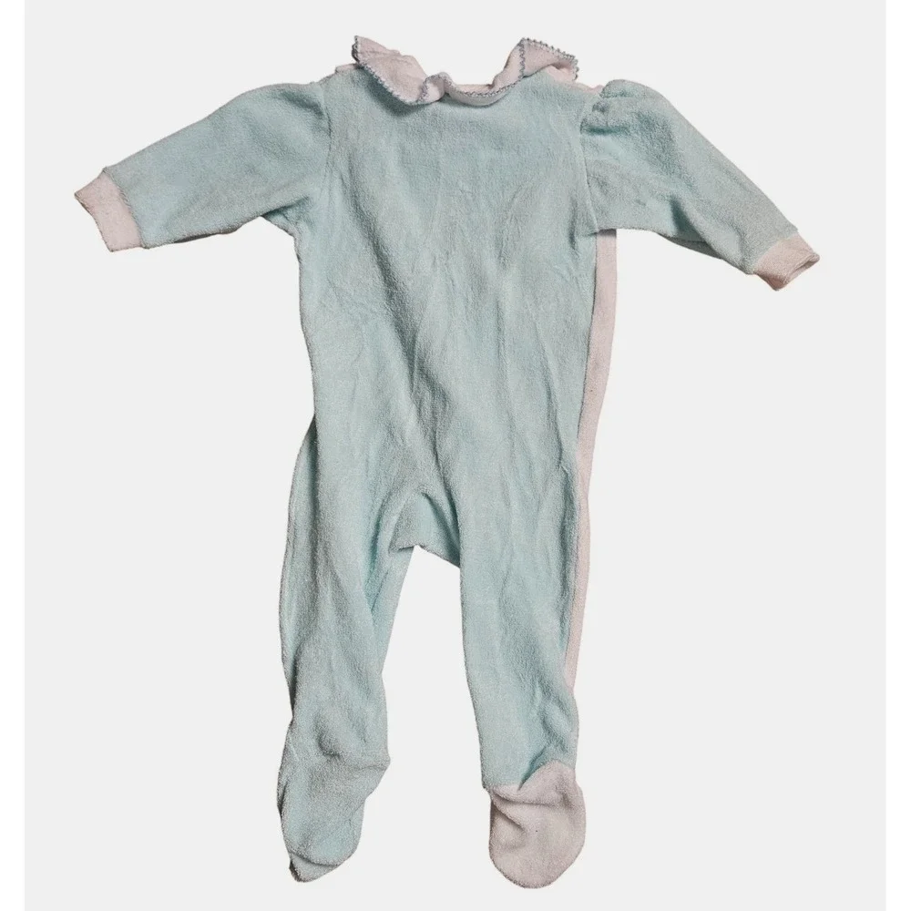 Vintage Lacoste Izod Terry‎ Cloth Sleeper Infant M 12-18 lbs. Floral Colorblock
